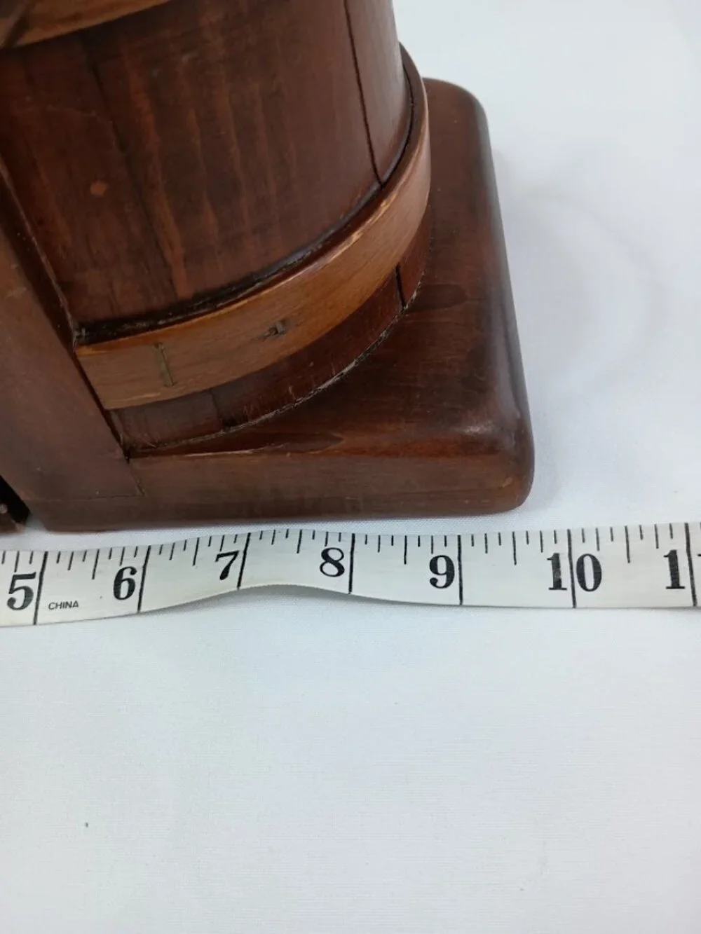 Vintage Wooden Half Bucket Bookends/Vases with Moveable Handles